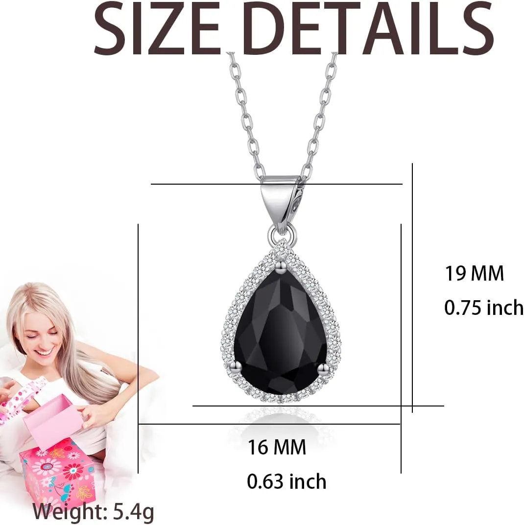 Black/Green Necklace for Women Teardrop Pendant Necklaces Anniversary Birthday Christmas Jewelry Gift for Women