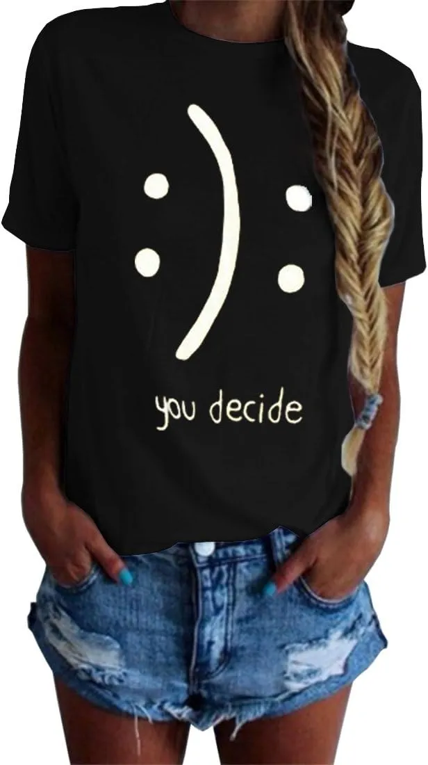 BLACKMYTH Women's T-Shirts Cotton Funny Graphic Design Casual Short Sleeve Top Tees