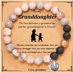 Blessing Bracelets For Women, To My Mother Daughter Granddaughter Sister Lava Pink Zebra Stone Charm Inspirational Friendship Bracelet Gift Trendy Jewelry 2024