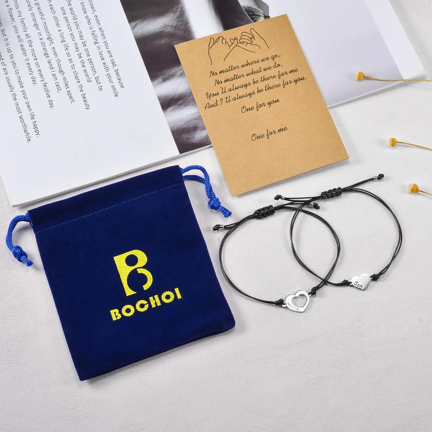 BOCHOI Pinky Promise Distance Matching Bracelets for Couples Best Friend BFF Friendship Bracelet Mother Daughter Girl Him Her Girlfriend Boyfriend