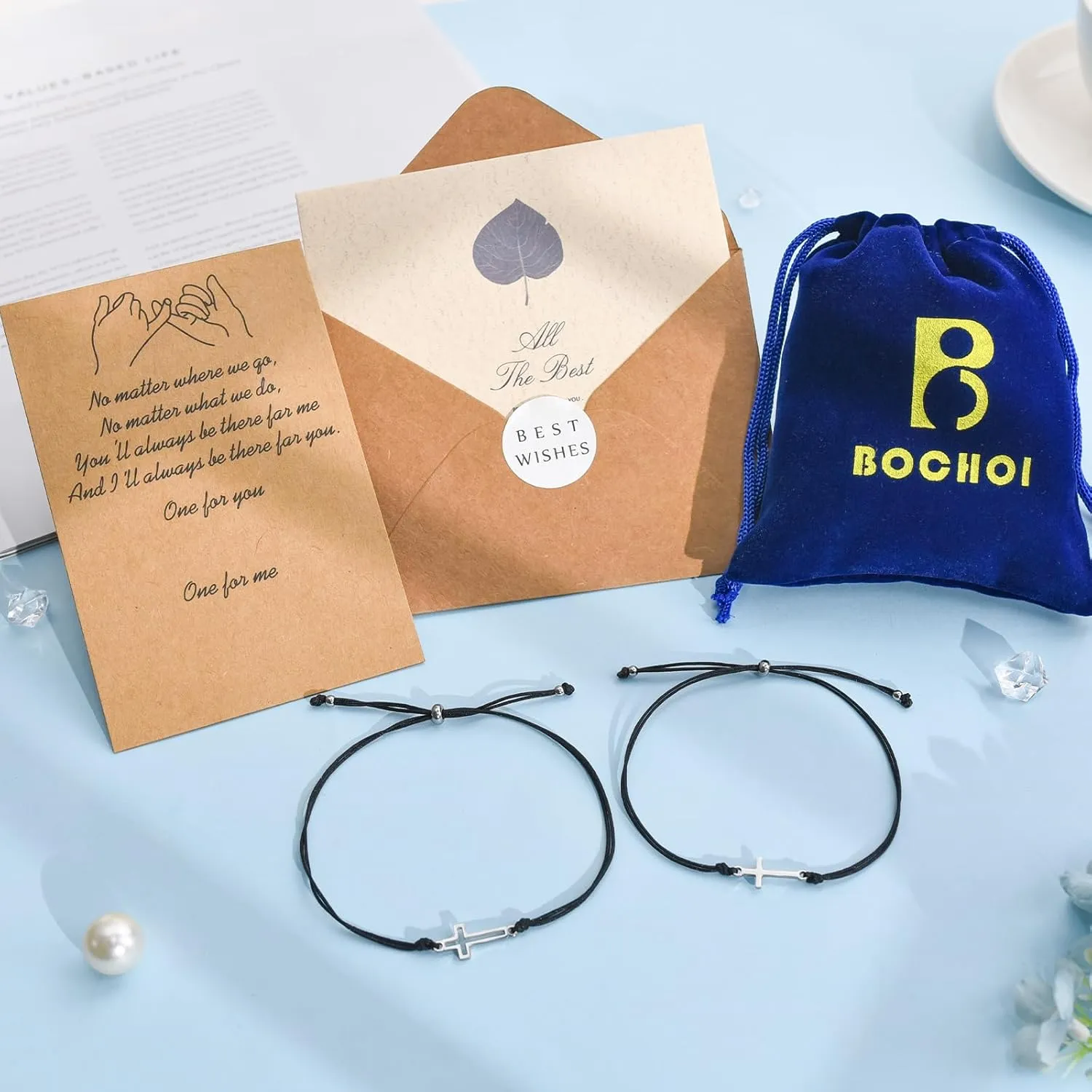 BOCHOI Pinky Promise Distance Matching Bracelets for Couples Best Friend BFF Friendship Bracelet Mother Daughter Girl Him Her Girlfriend Boyfriend