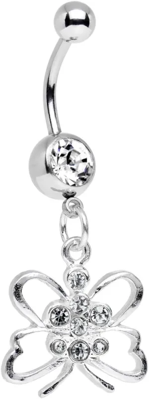 Body Candy Stainless Steel Clear Reverse Butterfly Dangle Belly Ring