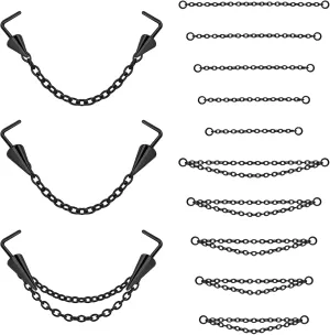BodyAce 20G Spike Nose Rings Studs with Chains, Stainless Steel Spike Nostril Ring Stud Chain, Black Rook Corkscrew Ring L-Shaped Nose Piercing Jewelry