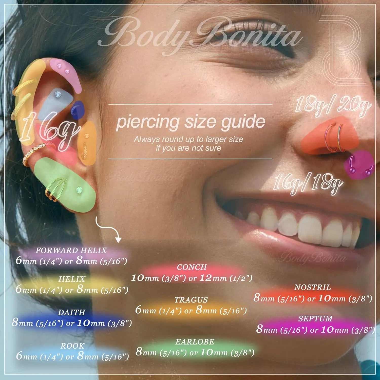 BodyBonita 3pcs Nose Rings Hoops - 316L Surgical Steel Double Hoop Nose Rings 14G/16G/18G/20G Hinged CZ Piercing Jewelry Septum Clicker Rings Cartilage Earring Helix Rook Tragus Daith 7mm/8mm/9mm/10mm