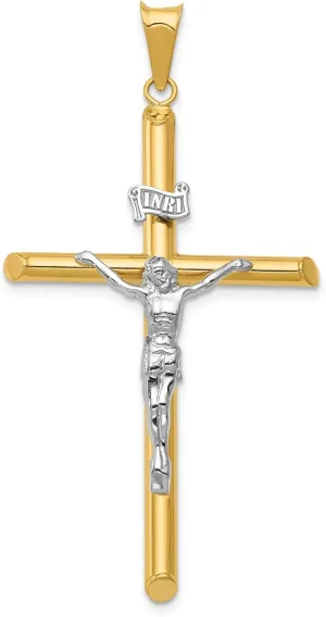 Bonyak Jewelry Two-Tone Polished Jesus Crucifix Pendant in 14K Yellow & White Gold Enchanting