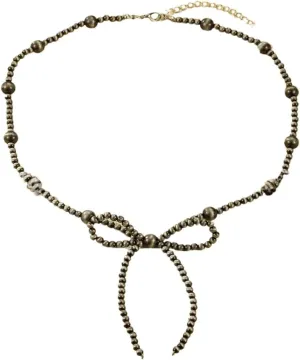 Bow Bowknot Imitation Pearl Necklace Vintage Navajo Cowboy Cowgirl Western Beaded Necklaces for Women Boho Jewelry