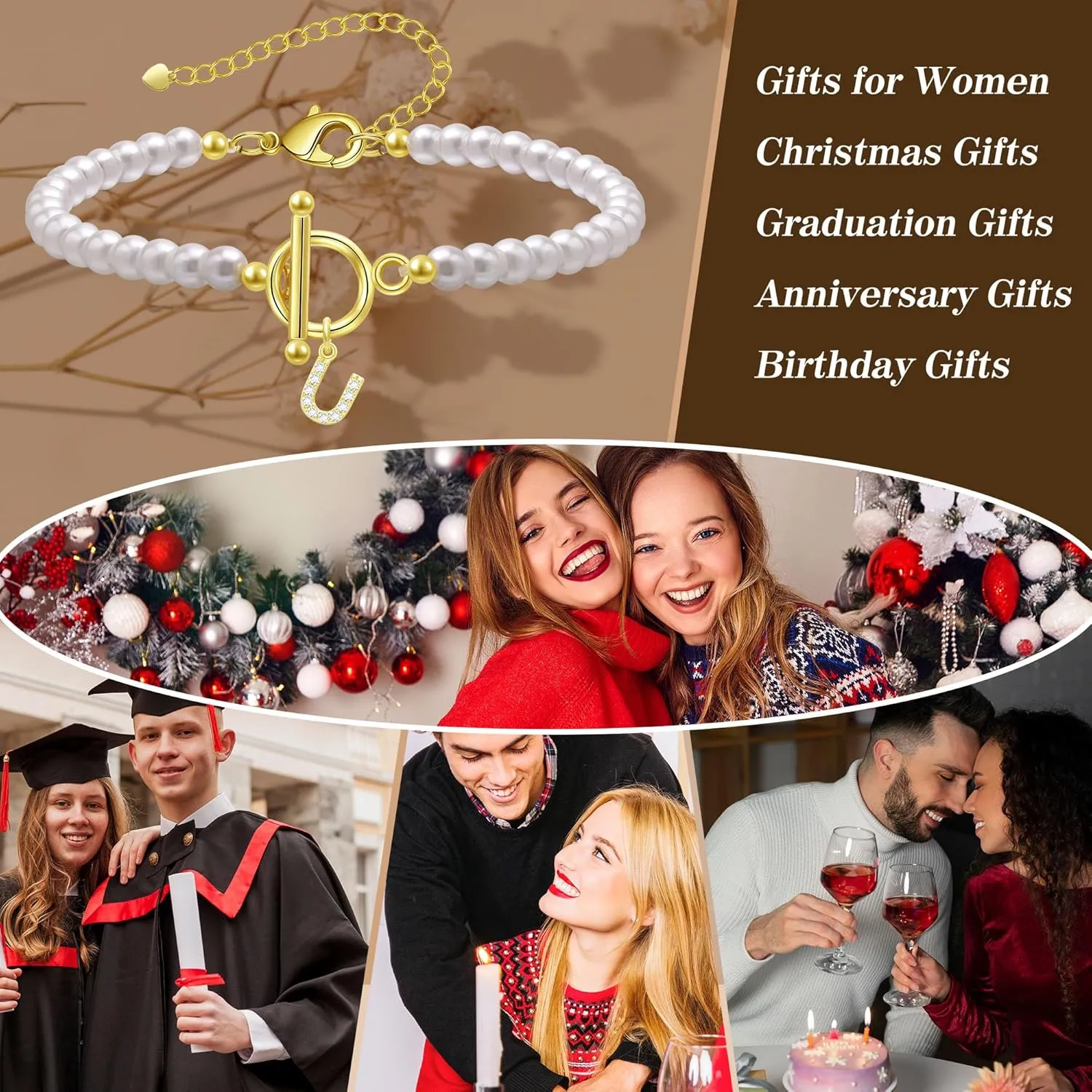 Btysun Initial Bracelets for Women, Mom Gifts for Mothers Day Pearl Bracelet Best Friend Birthday Gifts for Women Letter A-Z Gold Bracelets Graduation Gifts for Her 2025 Anniversary Christmas Jewelry