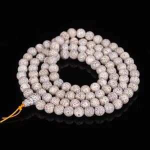 Buddhist 108 White Star Moon Bodhi Meditation Prayer 8mm for Yoga 10mm beads 108cm