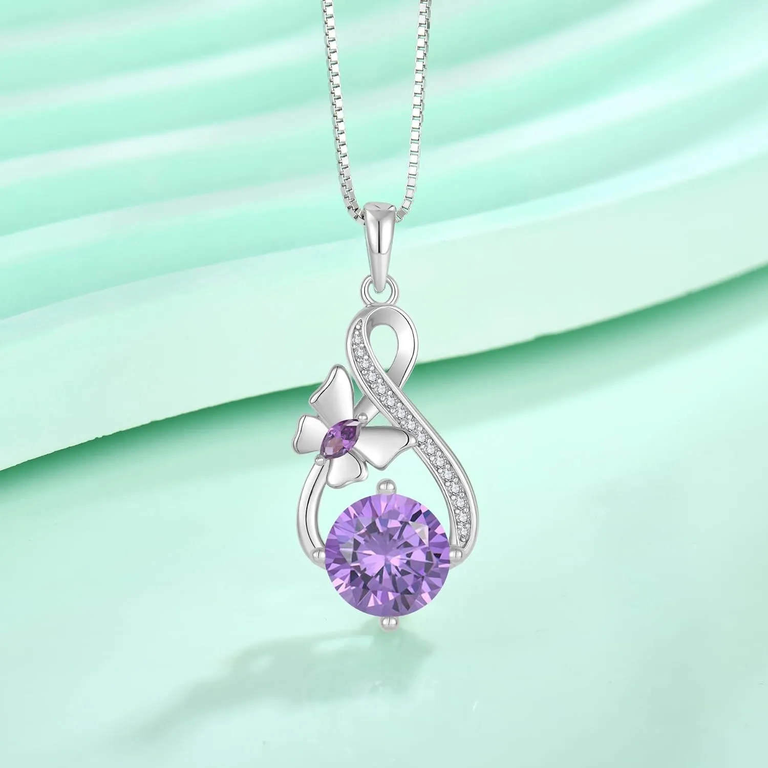 Butterfly Necklaces for Women 925 Sterling Silver Infinity Pendant Necklace Birthstone Jewelry Gifts for Her