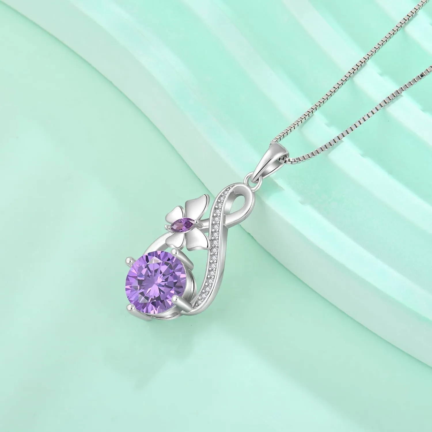 Butterfly Necklaces for Women 925 Sterling Silver Infinity Pendant Necklace Birthstone Jewelry Gifts for Her