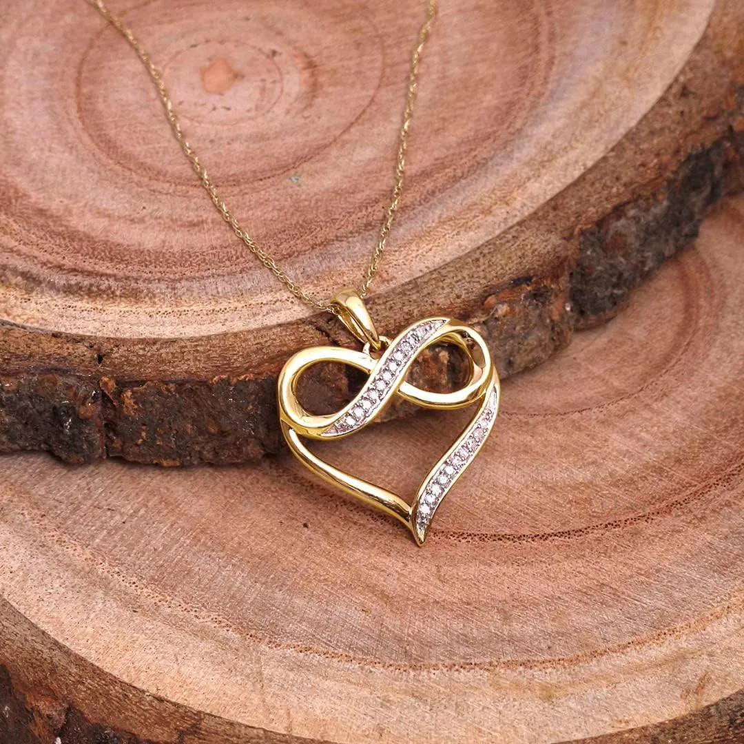 Cali Trove 1/4ct & 1/20 ct Natural Diamond Infinity Heart Pendant Necklaces for Women in 10KT Gold | Diamond Heart Pendants for Women | 10KT Jewelry Gifts for Her in White, Yellow or Pink Gold
