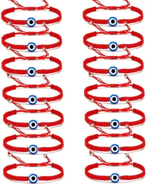 CASDAN Evil Eye Bracelets for Women Red Knot String Hamsa Kabbalah Protection Good Luck Ojo Bracelet Adjustable Friendship Bracelets Set Family
