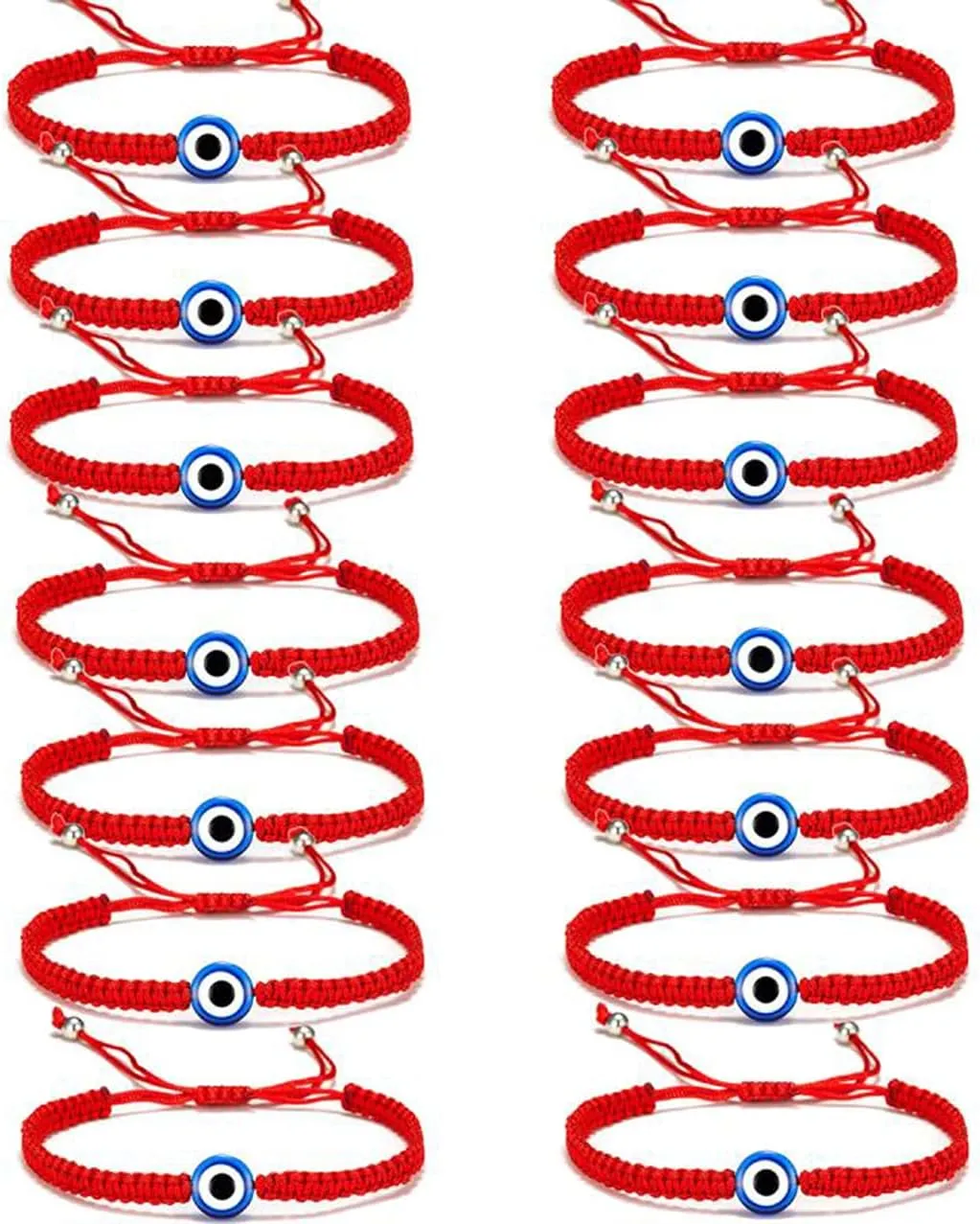 CASDAN Evil Eye Bracelets for Women Red Knot String Hamsa Kabbalah Protection Good Luck Ojo Bracelet Adjustable Friendship Bracelets Set Family