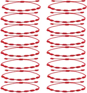 CASDAN Evil Eye Bracelets for Women Red Knot String Hamsa Kabbalah Protection Good Luck Ojo Bracelet Adjustable Friendship Bracelets Set Family