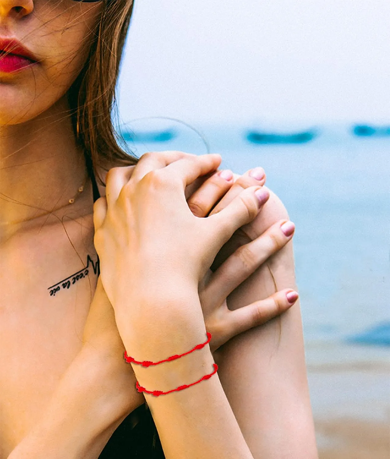 CASDAN Evil Eye Bracelets for Women Red Knot String Hamsa Kabbalah Protection Good Luck Ojo Bracelet Adjustable Friendship Bracelets Set Family