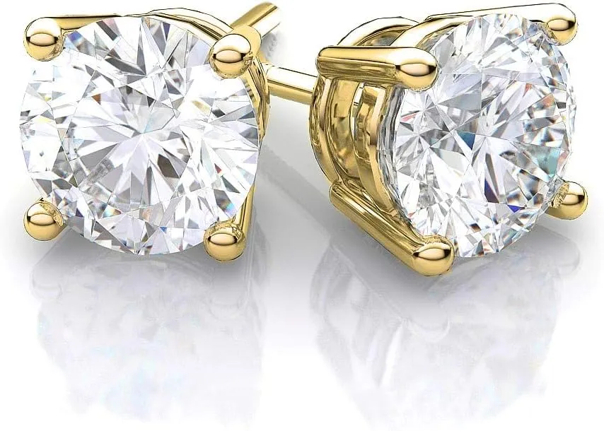 Cate & Chloe Mia Diamond-Simulated Stud Earrings, CZ Stud Earrings, Round CZ Studs, Crystal Earrings, Classic Studs, Best Earrings for Women