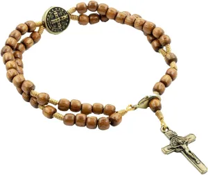 Catholica Shop Devotional Corded Prayer Beads Rosary Bracelet with San Benito St Benedict Medal and Crucifix. Made in Brazil