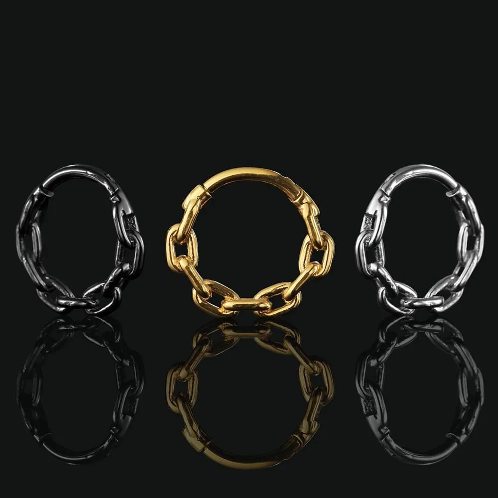 Chain Septum Rings 16G/(8mm,10mm,12mm) Nose ring Dainty Helix Daith Earrings for men/women 316L Stainless steel Daith Piercing Jewelry Silver Gold Black