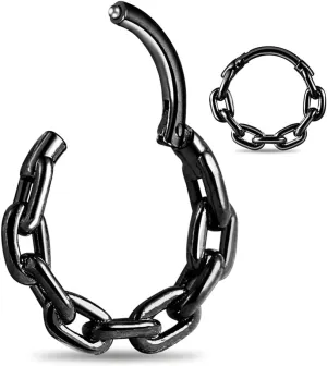 Chain Septum Rings 16G/(8mm,10mm,12mm) Nose ring Dainty Helix Daith Earrings for men/women 316L Stainless steel Daith Piercing Jewelry Silver Gold Black
