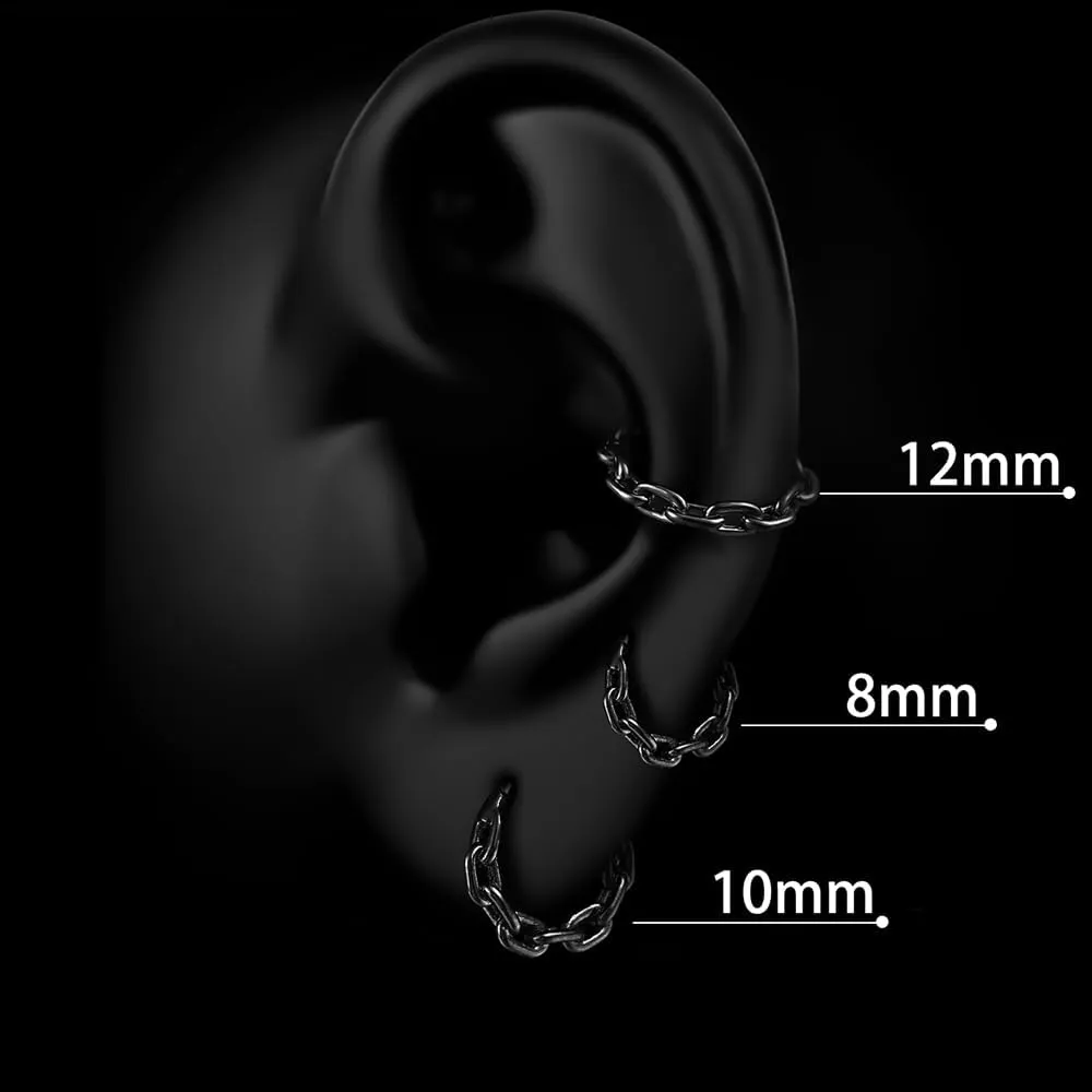 Chain Septum Rings 16G/(8mm,10mm,12mm) Nose ring Dainty Helix Daith Earrings for men/women 316L Stainless steel Daith Piercing Jewelry Silver Gold Black