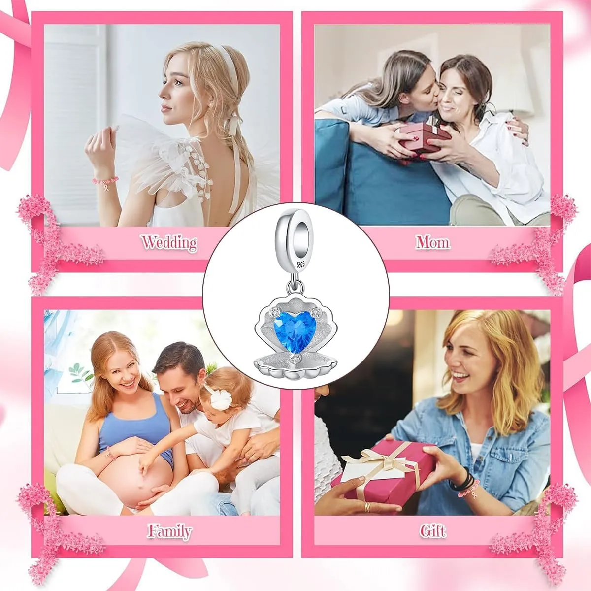 Charm Fit for Pandora Bracelets Christmas Festival Heart Animals 925 Silver Bead Charms Jewelry Gift for Women and Friend