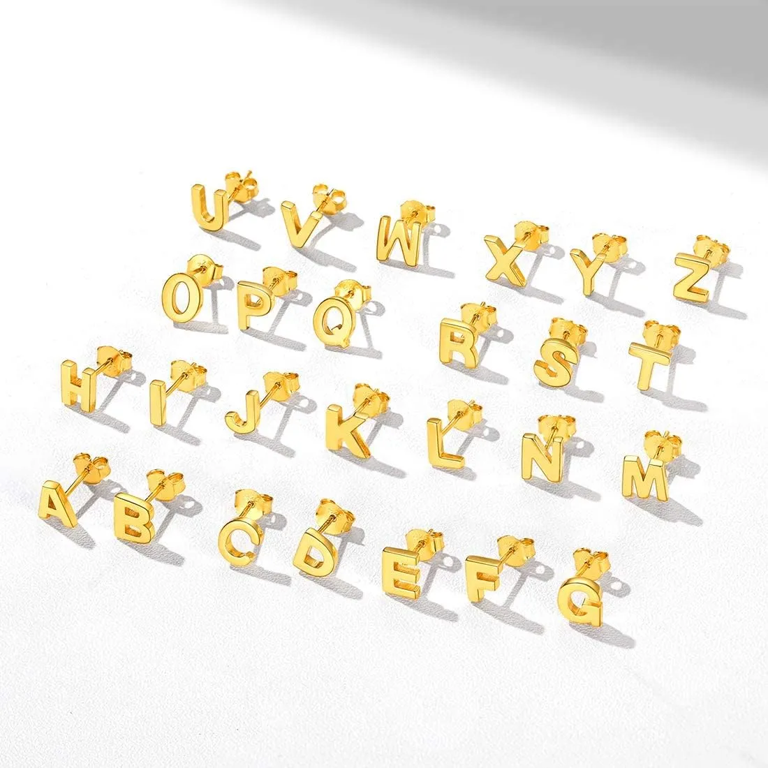 ChicSilver Hypoallergenic 925 Sterling Silver Stud Earrings Simple Tiny Initial Letter A-Z Studs for Women Sensitive Ears (with Gift Box)