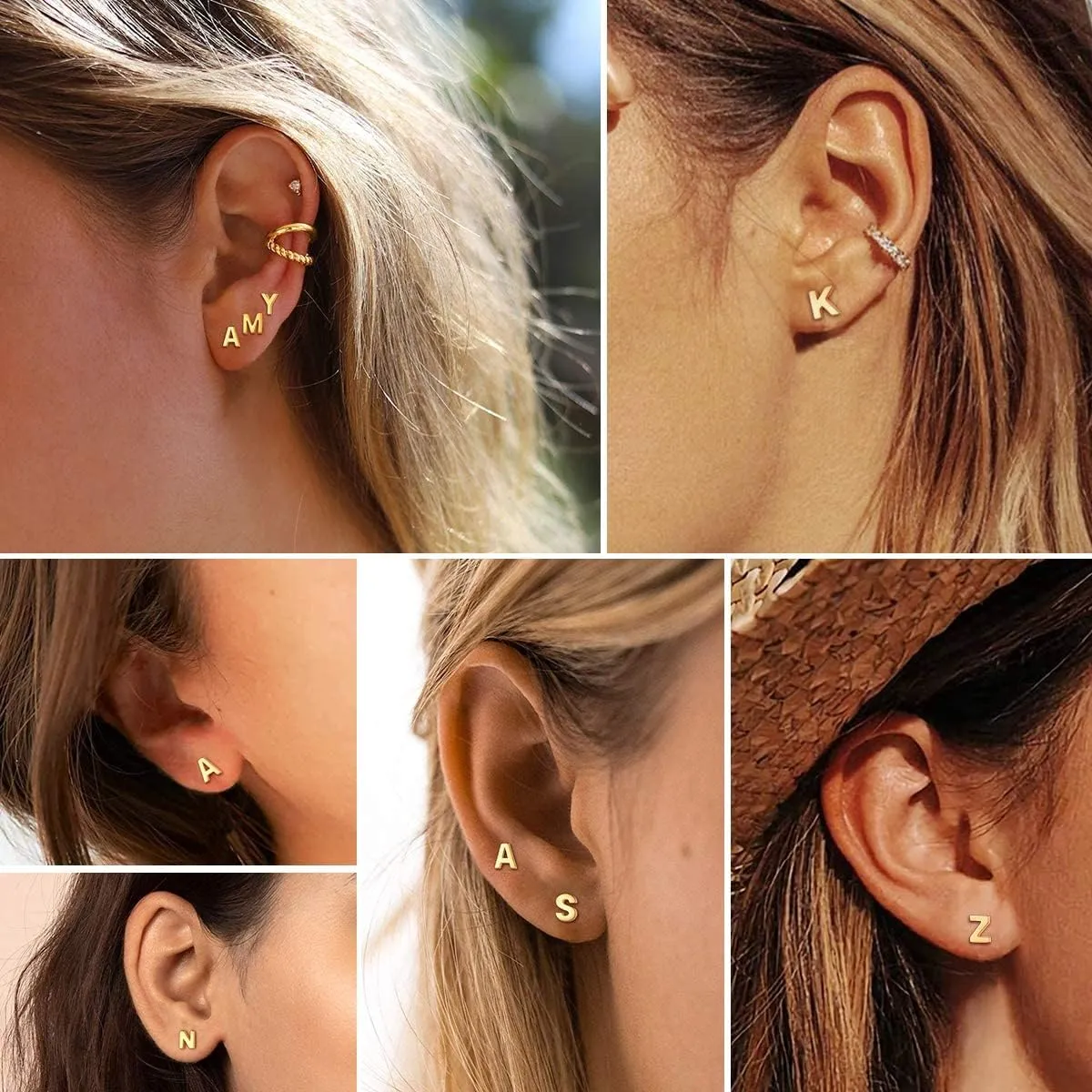 ChicSilver Hypoallergenic 925 Sterling Silver Stud Earrings Simple Tiny Initial Letter A-Z Studs for Women Sensitive Ears (with Gift Box)