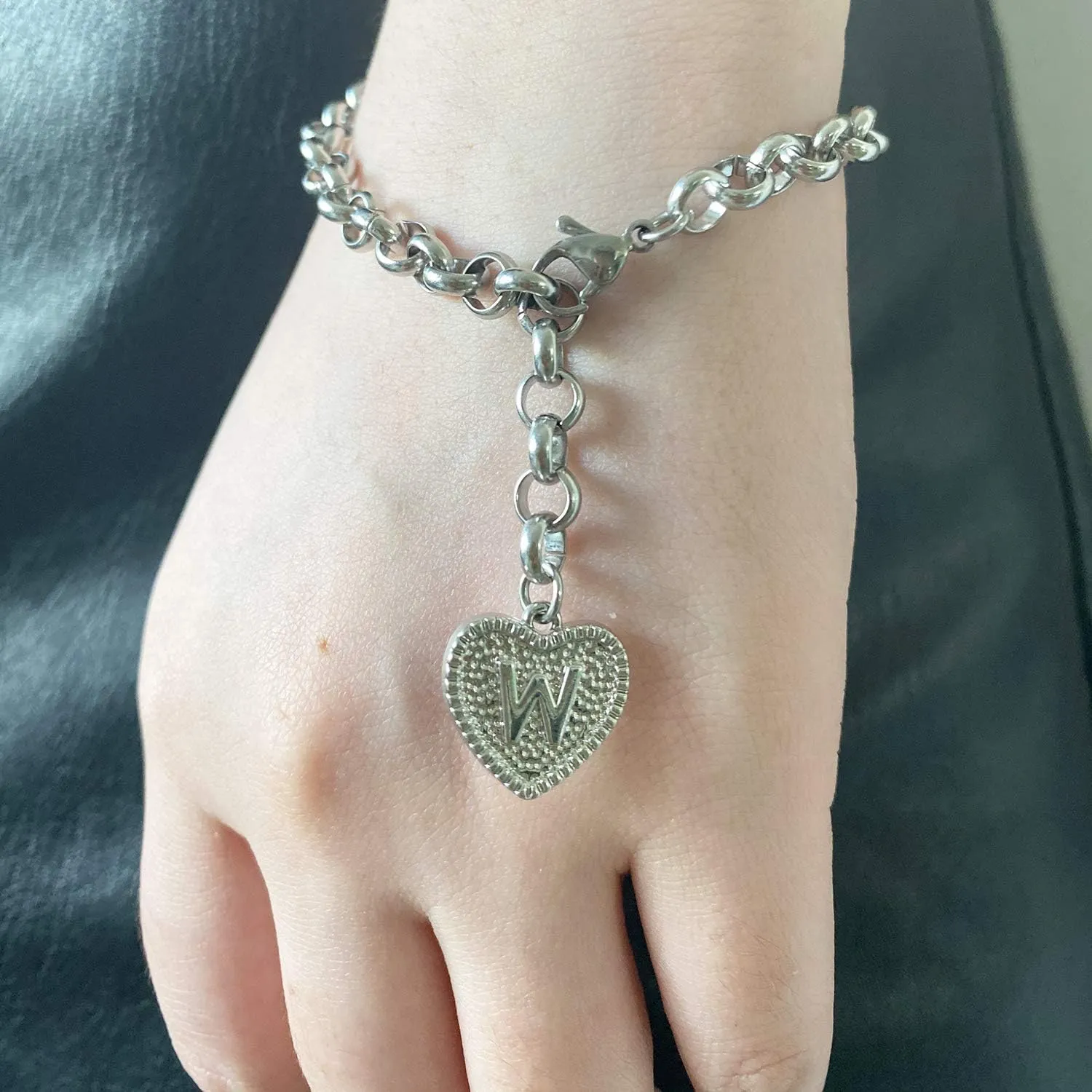 choice of all Heart Initial Bracelet for Women Silver Charm Bracelets for Women Stainless Steel Letters Alphabet Ankle Bracelets for Women Trendy Gift
