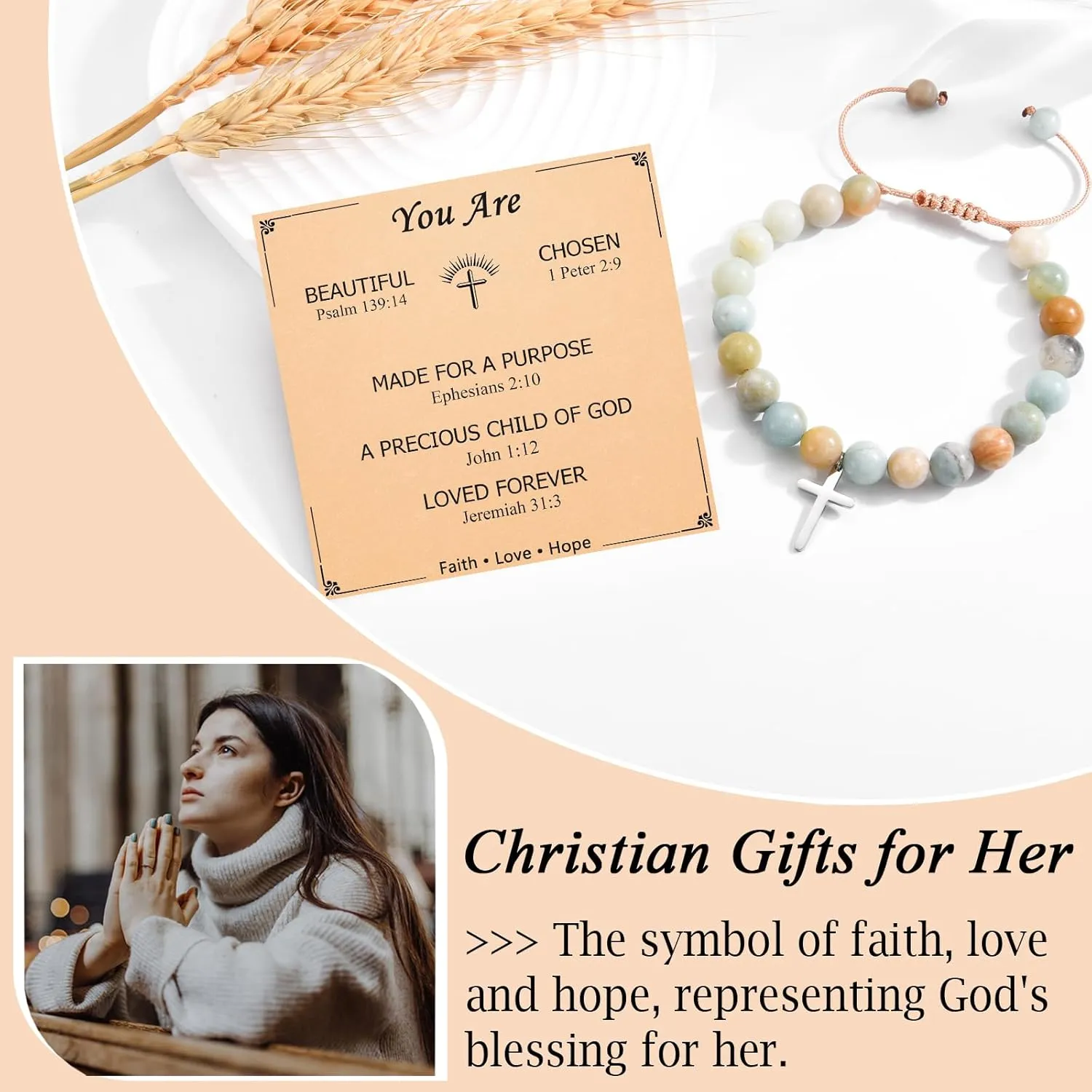 Christian Gifts for Women Religious Baptism Jesus Bracelets for Mom, Daughter, Sister, Grandma, Granddaughter, Friend