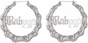 Chunky Bamboo shape Earrings Big Hollow Round Circle Letter Hoop Earrings Words Boho Hip-Hop Earrings For Women Jewelry