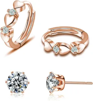 CiNily 14K White Gold Plated Small Hoop Earrings for Women Girls Heart Cubic Zirconia Hypoallergenic Earrings