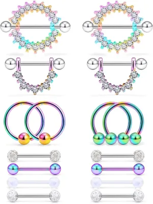 Cisyozi 16G 14G Nipple Piercing Jewelry Tongue Rings Hypoallergenic Surgical Steel Screw Nipple Tongue Shield Ring Barbell Body Piercing Jewelry Retainer for Women 9/16 Inch 14mm