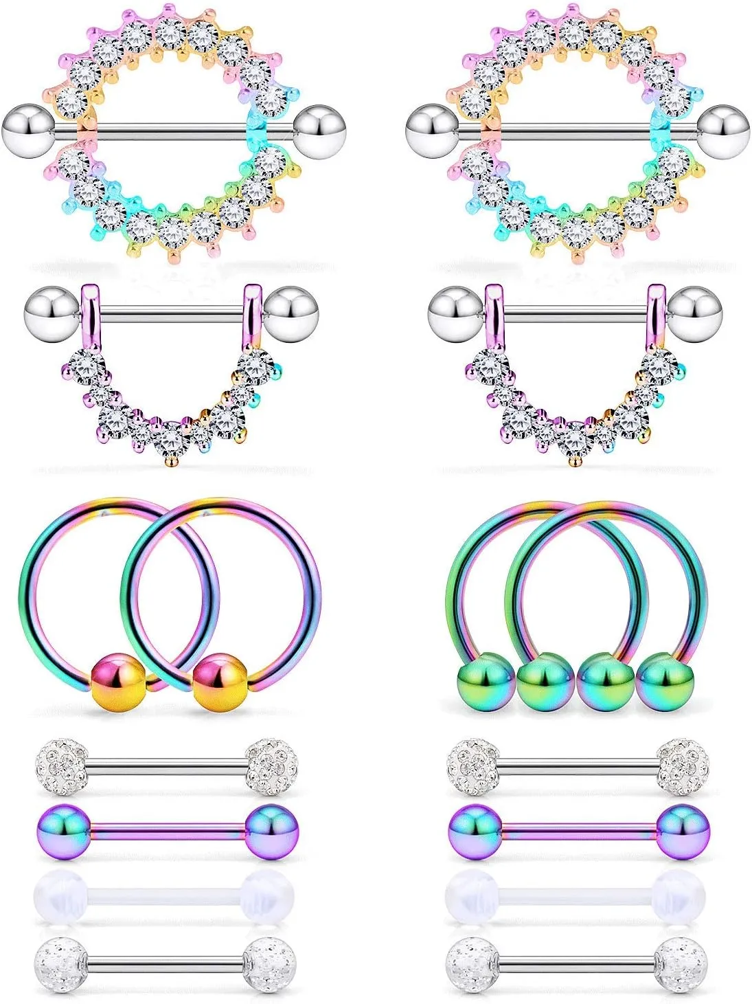Cisyozi 16G 14G Nipple Piercing Jewelry Tongue Rings Hypoallergenic Surgical Steel Screw Nipple Tongue Shield Ring Barbell Body Piercing Jewelry Retainer for Women 9/16 Inch 14mm