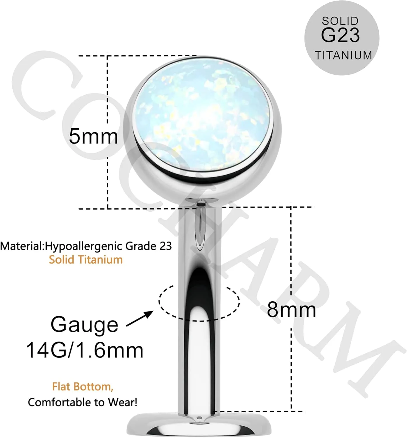 Cocharm Floating Belly Button Rings - Titanium Navel Rings for Women, Threadless Flat Bottom Belly Piercing Jewelry, Hypoallergenic