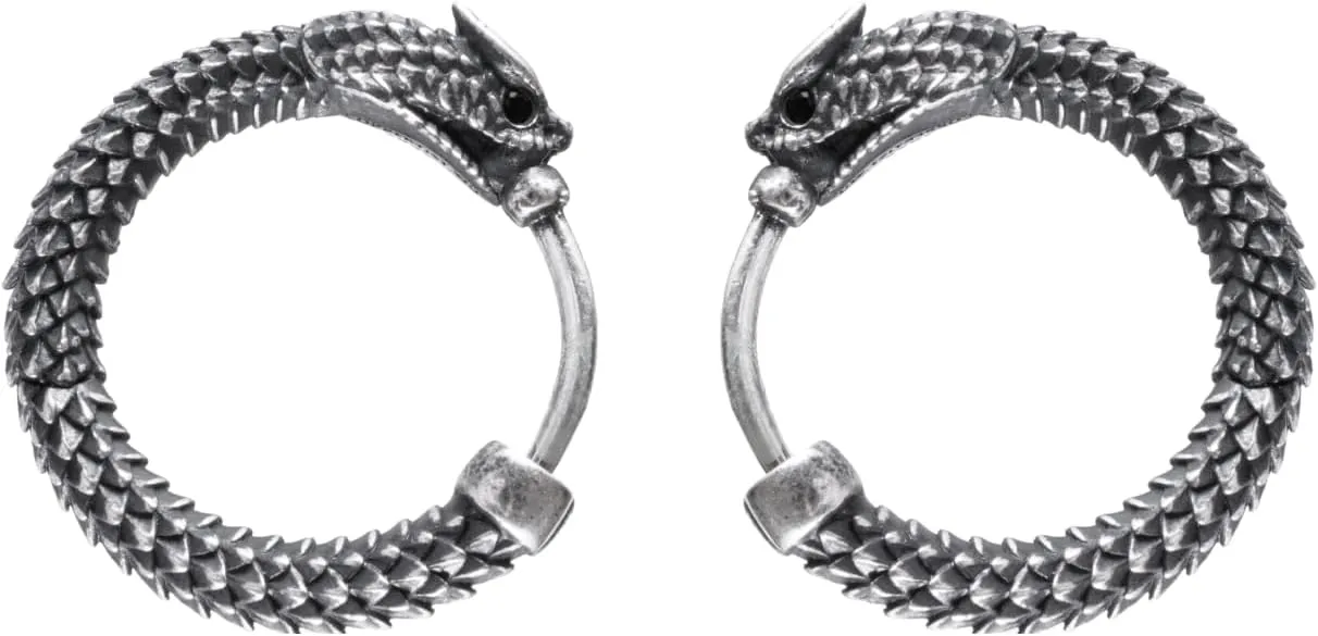 COPPERTIST.WU Ouroboros Earrings Snake Huggie Hoop Earrings 10.7mm Small Hoop Silver Earrings Hypoallergenic Earrings Jewelry Gifts for Men Women
