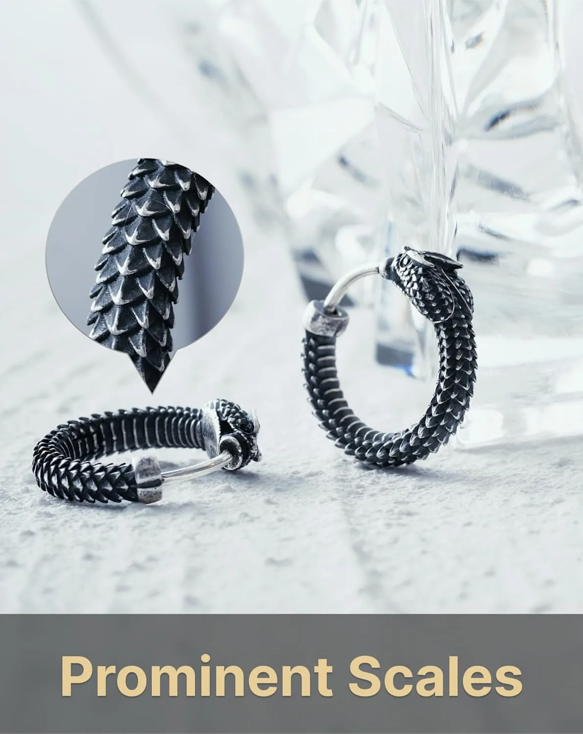 COPPERTIST.WU Ouroboros Earrings Snake Huggie Hoop Earrings 10.7mm Small Hoop Silver Earrings Hypoallergenic Earrings Jewelry Gifts for Men Women
