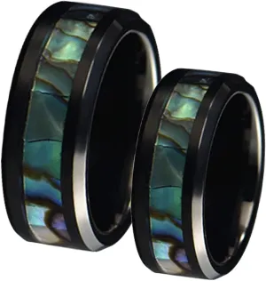 Couple Matching Rings, Couples Rings Stainless Steel 8mm Black Inlay Colorful Shell Birthday Gifts Rings Size 6-12
