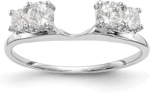 Created Round Cut White Diamond 925 Sterling Silver 14K White Gold Finish Solitaire Warp Guard Wedding/Engagement Enhancer Ring For Women