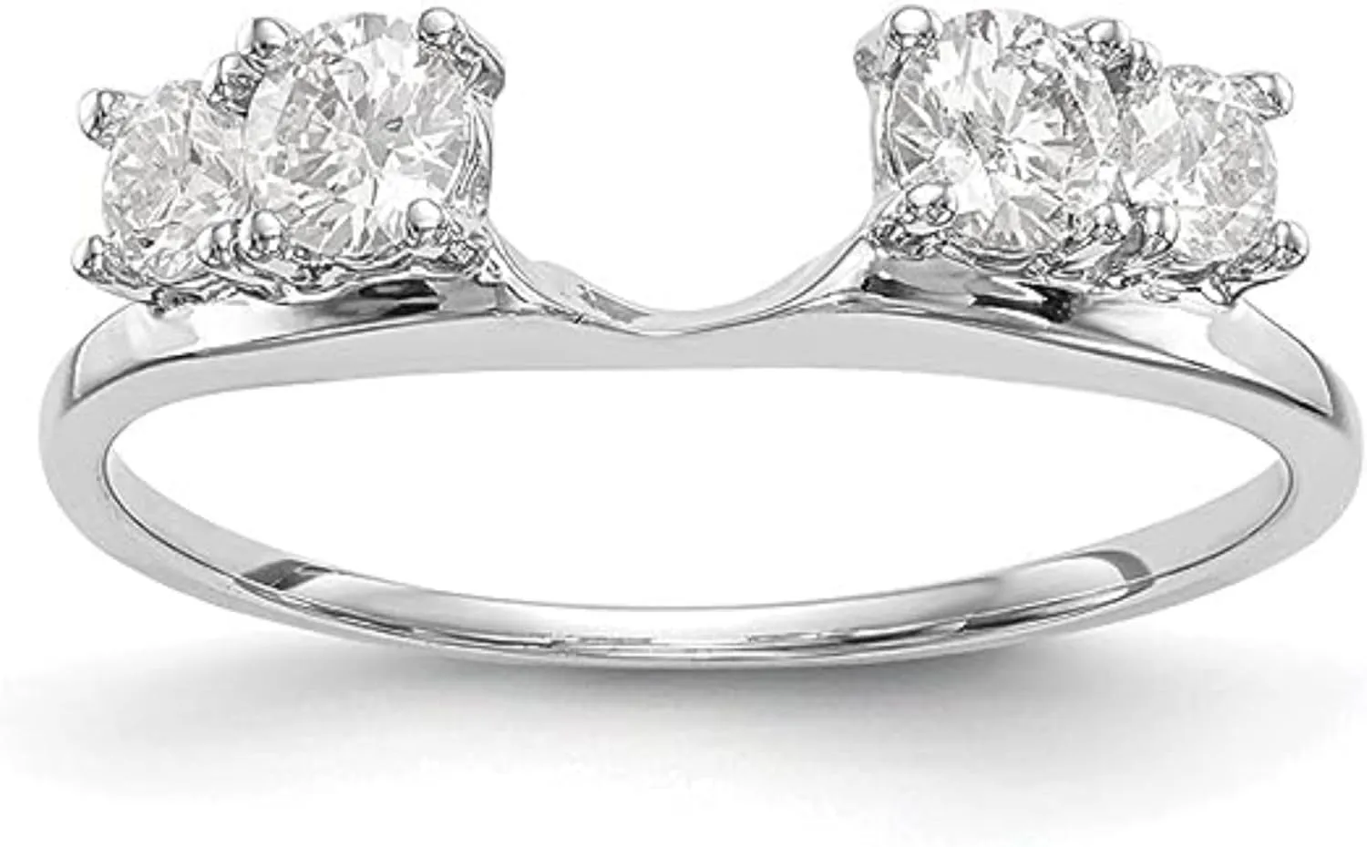 Created Round Cut White Diamond 925 Sterling Silver 14K White Gold Finish Solitaire Warp Guard Wedding/Engagement Enhancer Ring For Women
