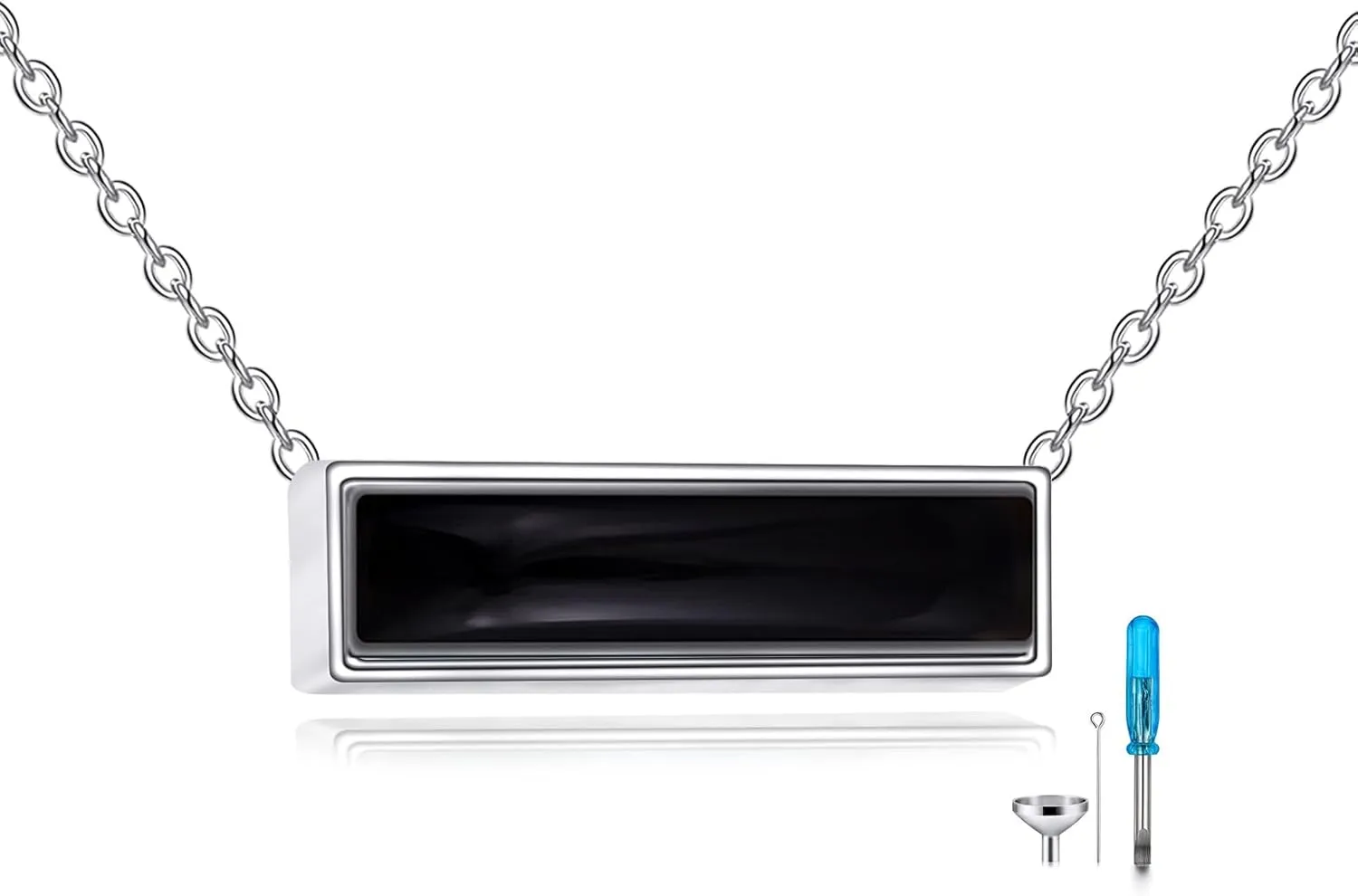 CRMAD Bar Larimar/Turquoise/Moonstone Urn Necklace Sterling Sliver Cremation Jewelry Urn Necklaces for Ashes for Women