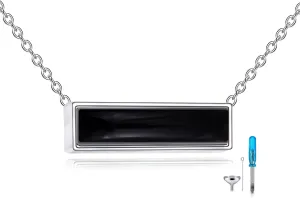 CRMAD Bar Larimar/Turquoise/Moonstone Urn Necklace Sterling Sliver Cremation Jewelry Urn Necklaces for Ashes for Women