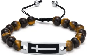 Cross Lords Prayer Bead Link Adjustable Bracelets for Men Women for Easter Christmas Father's Day Religious Bangle