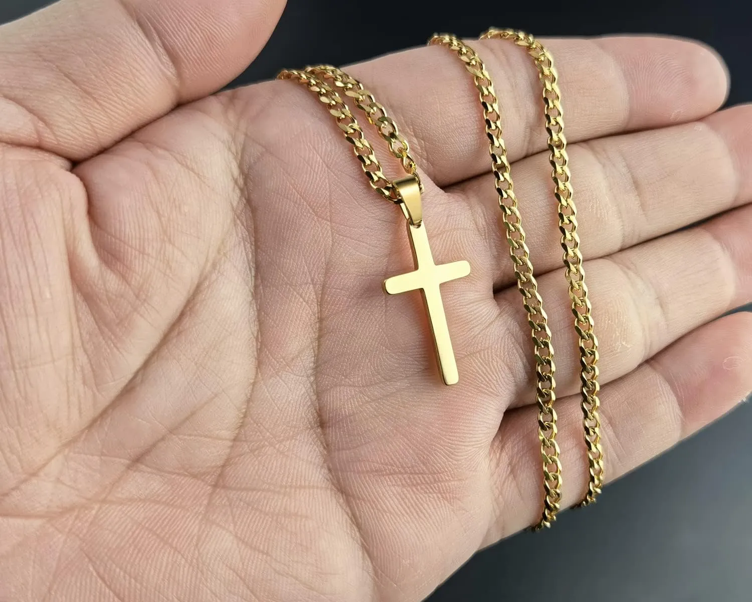 Cross Necklace for Men Women Stainless Steel Cross Pendant Necklaces Chain 20 22 24 Inches