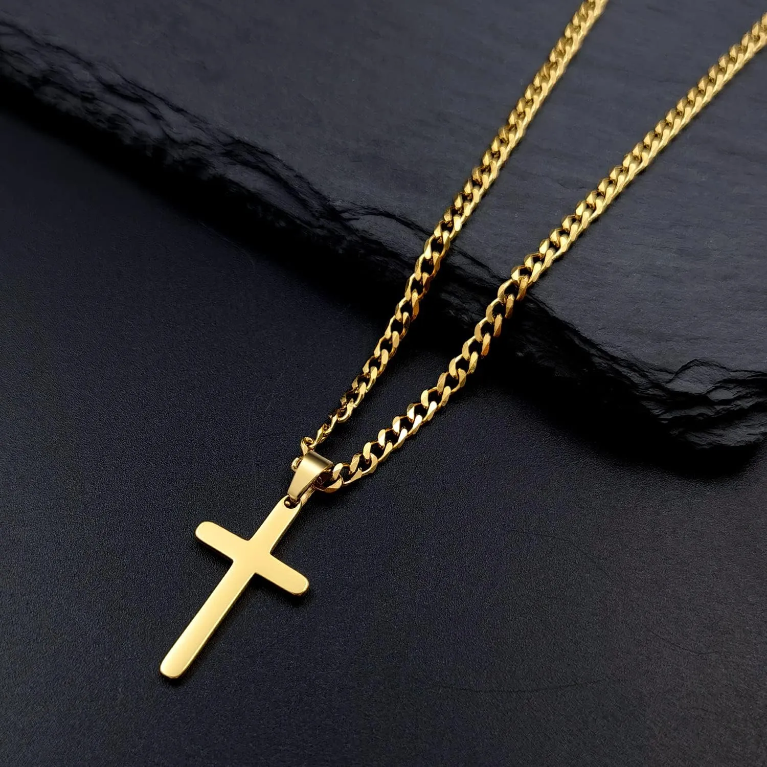 Cross Necklace for Men Women Stainless Steel Cross Pendant Necklaces Chain 20 22 24 Inches
