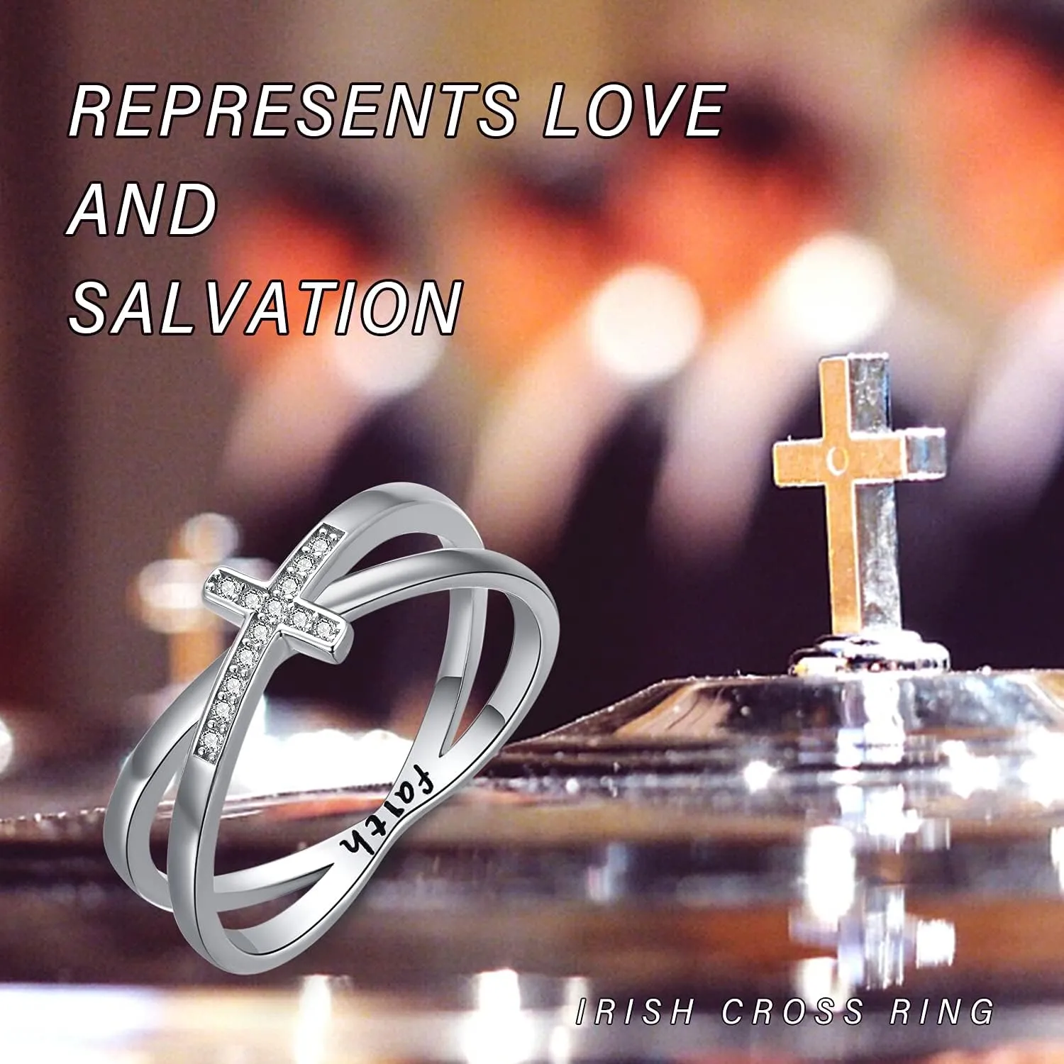 Cross Rings for Women 925 Sterling Silver Faith Cross Rings Christian Religious Jewelry Gifts for Men