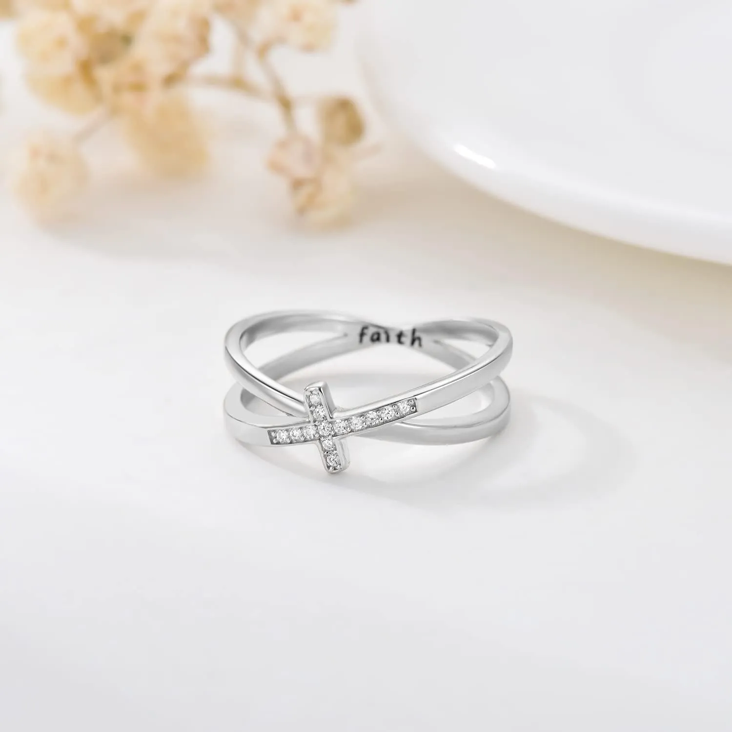 Cross Rings for Women 925 Sterling Silver Faith Cross Rings Christian Religious Jewelry Gifts for Men