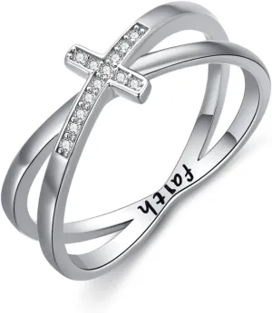 Cross Rings for Women 925 Sterling Silver Faith Cross Rings Christian Religious Jewelry Gifts for Men