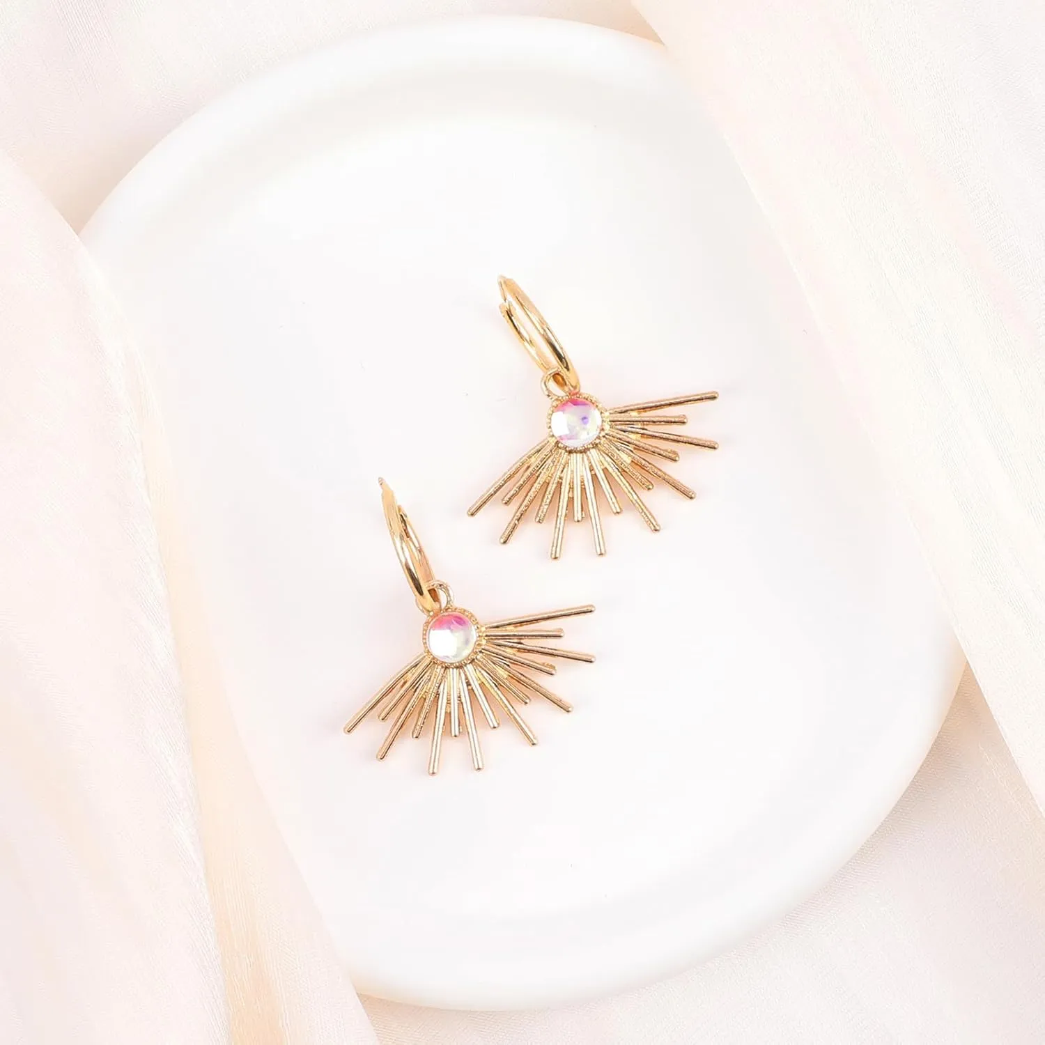 Crystal Tulip Elegant Gold-Plated Sun Bohemian Vintage Filigree Cute Bird Starfish Earrings - Sea Shell Beach Purple Flower Valentines Day Love Heart Arrow Hook Red Love Heart Earrings