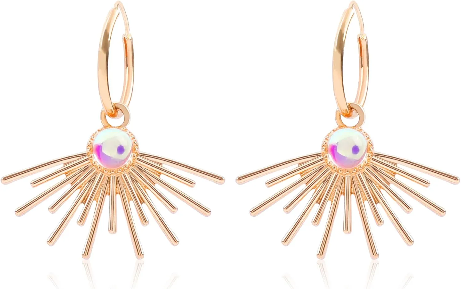 Crystal Tulip Elegant Gold-Plated Sun Bohemian Vintage Filigree Cute Bird Starfish Earrings - Sea Shell Beach Purple Flower Valentines Day Love Heart Arrow Hook Red Love Heart Earrings