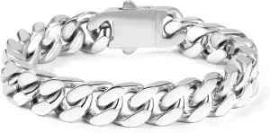 Cuban Link Bracelet for Men Waterproof 316L Stainless Steel Bracelet Width 5mm/7mm/9mm/12mm, 7.5"/8.3"/9" Length, Miami Cuban Bracelet for Men Hip Hop Jewelry Men Gift